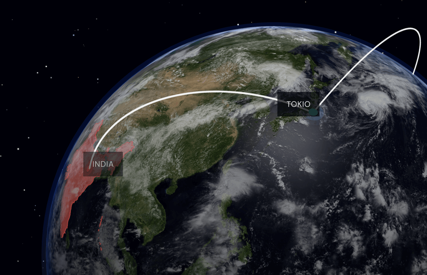 Animated paths between locations